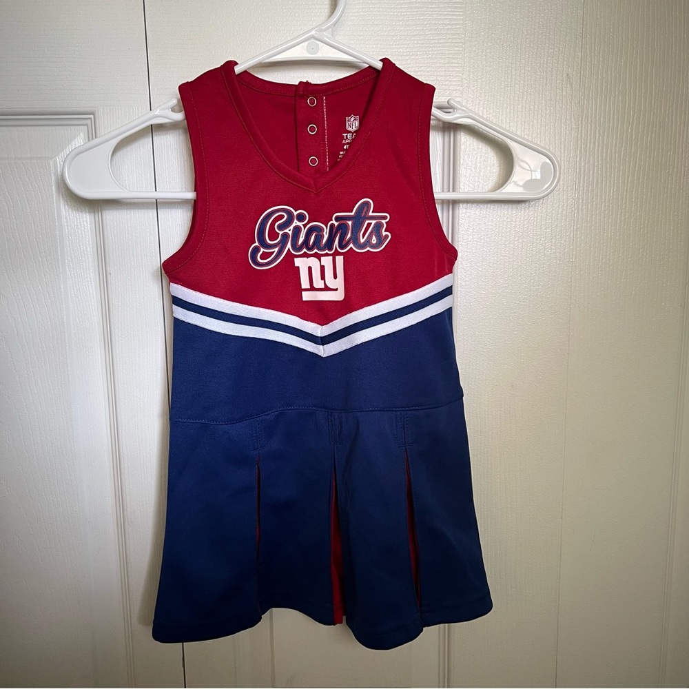 New York Giants Kids Girls Sleeveless Cheerleader Dress - Red and Blue Size 4T